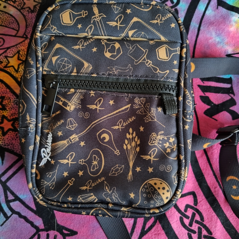 Rains Black Belt Bag with Gold Accents